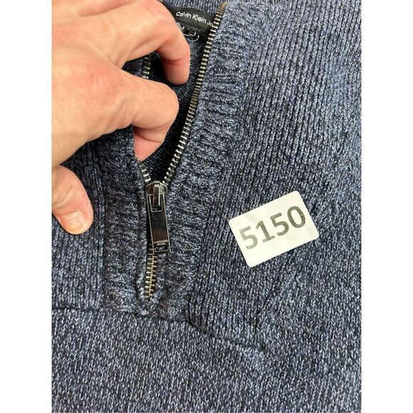 Calvin Klein 1/4 zip blue and black sweater pullover size large (no tag size) - Picture 7 of 10